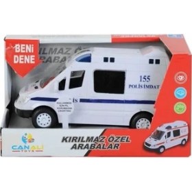 Resim Can Ali Toys Işıklı Sesli Pilli Polis Imdat Minibüs 13 cm 