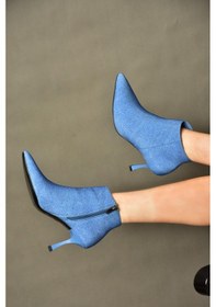 Resim Fox Shoes N282102110 Lacivert Kot İnce Topuklu Sivri Burun Kadın Bot Lacivert 