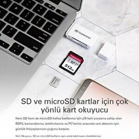 Resim Transcend TS-RDF5W SD Micro SD USB 3.1 Beyaz Kart Okuyucu 