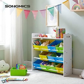 Resim SONGMICS Çocuk Odası Rafı, 9 Çıkarılabilir Polar Sepetli Oyuncak Düzenleyici, Çocuk Odası Için Oyuncak ve Kitaplık, Beyaz Çerçeve, Gkr31Wt, 78 X 26,5 X 82,5 Cm 