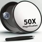 Resim 50X Büyüteç Emme Kupası ve Cımbız ile, Güçlü Büyütme ile 50X Makyaj Aynası, Yakın Mesafede Hassas Makyaj ve Saç Çıkarma İçin Sadece Kullanılabilir 