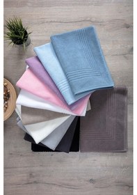 Resim 2'li Ayak Havlusu & Çerçeveli & %100 Pamuk- 60x80 Cm Açık Mavi 