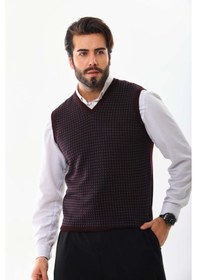 Resim Pelikan Erkek V Yaka Desenli Yün Süveter 4p17 Bordo 