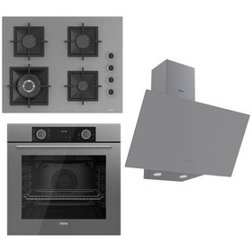 Resim Ferre Flameart SC Serisi SC408-WFA - XE63CPR - D079 Gri Ankastre Set 