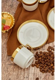 Resim Cooker Gold Yaldızlı 6 Kişilik 220 Ml Porselen Duble Çay Ve Kahve Fincan Takımı Ckr3523 Çok Renkli 