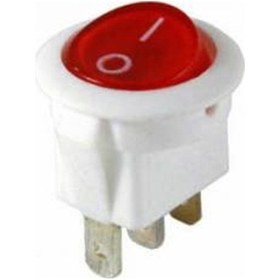 Resim Ic-131B Yuvarlak Işıklı Anahtar On-Off 3 Bacaklı 220V Beyaz Kasa 10 Adet 