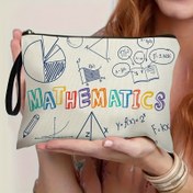 Resim 1 Adet Matematik Temalı Makyaj ve Tuvalet Çantası - Canlı Matematik Denklemleri ve Sembolleriyle, Dayanıklı Polyester Fermuarlı Seyahat Organizeri, Öğretmenler, Anneler, Arkadaşlar İçin Harika Hediye, Spor Salonu, Kamp Malzemeleri için Çok Amaçlı Çanta, Güvenli Fermuar Kapatma, Eğlenceli Desen, Sağlam Yapı, Öğrenciler için Aksesuar 