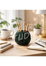 Resim Minimalist Beyaz Kalemlik - Estetik Çalışma Masası Aksesuarı 3d Tasarım 