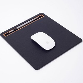 Resim Turgut Office Deri Mousepad Siyah Ahşap Detaylı 