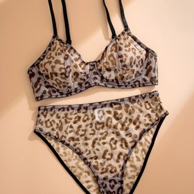 Resim 1 Set Kadınlar için Leopar Desenli File İç Çamaşırı, Çelik Halka Sütyen ve Külot, Seksi İç Çamaşırı Seti, Rahat ve Şık, Günlük Giyim İçin Mükemmel, Günlük Giyim İç Çamaşırı | Leopar Desenli Sütyen | Çelik Halka Sütyen, Sütyen Seti 