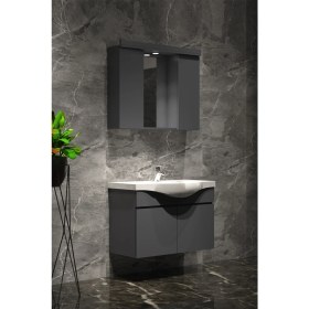 Resim Özceden Yıldız Banyo Dolabı 80 cm Komple Antrasit Gri Mat 