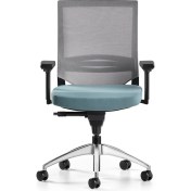 Resim Bürotime Cozy Çalışma Koltuğu - 3D Kol - Alüminyum Ayak - Mint Yeşili/gri 