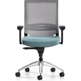 Resim Bürotime Cozy Çalışma Koltuğu - 3D Kol - Alüminyum Ayak - Mint Yeşili/gri 