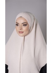 Resim Hürrem Bone Bej Pratik Hazır Geçmeli Tesettür Eşarp Aerobin Kumaş Düz Hijab 2309 12 