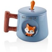 Resim Tilki Kapaklı Ve Kaşıklı Kupa 370 Ml The Mia