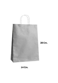 Resim Büküm Saplı Kraft Kağıt Çanta Karton Hediyelik Poşet Torba Gri 2 x 25'li 18 x 24 CM 