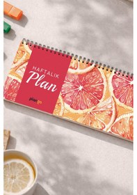 Resim Tarihsiz Spiralli Haftalık Masaüstü Planlayıcı - Portakal - 10x30 Cm Plango Turkuaz 