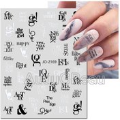Resim 3d Nail Art Kaydırıcılar Çıkartmalar Geometrik Çizgiler İngilizce Kelimeler Siyah Harfler Mermer Çıkartmaları Tırnak Dekorasyon Manikür Için Altın Folyo Chına 