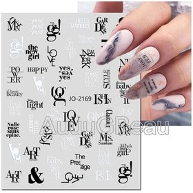 Resim 3d Nail Art Kaydırıcılar Çıkartmalar Geometrik Çizgiler İngilizce Kelimeler Siyah Harfler Mermer Çıkartmaları Tırnak Dekorasyon Manikür Için Altın Folyo Chına 