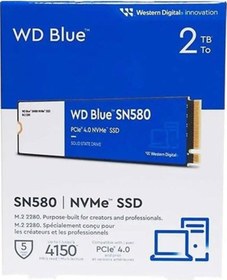 Resim Wd Blue Sn580, Wds200t3b0e, 2tb, 4150/4150, Gen4, Nvme Pcıe M.2 2280, Ssd 