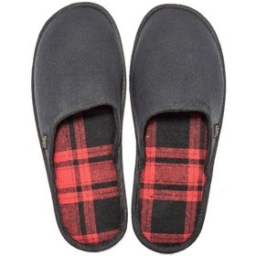 Resim Twigy Ekose Erkek Ev Terliği Siyah Kırmızı 41/46 AA0550 Siyah 