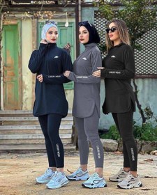 Resim MiMi Moda Kadın Fermuarlı Dalgıç Kumaş Standart Kalıp Jogger Eşofman Takımı - Lacivert / XL 
