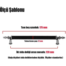 Resim Nzb Mobilya Çekmece Dolap Kapak Kulbu Siyah Metal 128 mm (4 Adet) 
