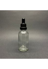 Resim 50ml, Şeffaf Cam Şişe, 24 Adet, Cam Damlalıklı, Ecza Şişesi, Propolis Şişesi, Siyah Kapak Siyah Emzik 