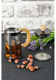 Resim Lüx Cam 350 Ml French Press Siyah Altın 