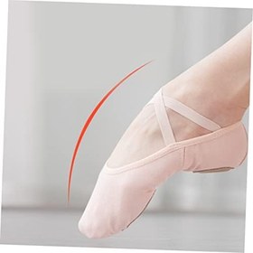 Resim Yetişkinler İçin Rahat Ve Hafif Ayakkabıları Esnek Bant Tasarımlı Bale Yoga Modern Ve Daha Fazlası İçin Uygun Doğal Ballet Slipper 