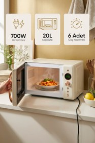 Resim Fressi Retro Minetta 20 Litre Izgara Raflı Mikrodalga Fırın 700W FR-MW207 