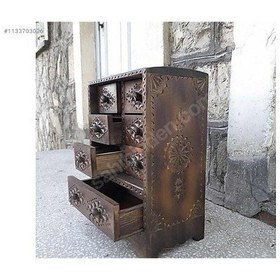 Resim Ahşap Masa Üstü Şifonyer Takı Kutusu Mücevherlik 43x30 Cm. 