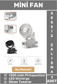 Resim Wintoup Su Hazneli Dijital Göstergeli Döner Başlıklı Sessiz Çalışma Masaüstü Ev Ofis Mini Vantilatör FAN 