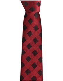 Resim Brianze Siyah Kareli Bordo Slim Kravat SKS-3 Bordo - Siyah 