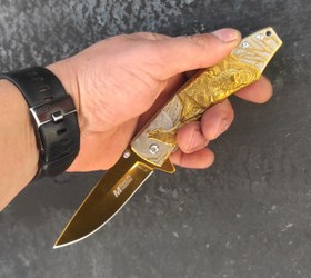 Resim Mtech MT-1005 gravürlü metal kabza çakı - MT-1005C 