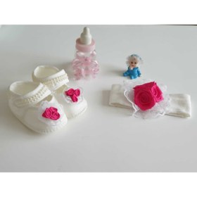 Resim PAİSİA Kız Bebek Bandana Ayakkabı 2'li Set 