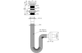 Resim Aqua Bagno Pop-Up Sifon Siyah Seramik Başlıklı Taşma Deliksiz (1 -1/4) Pis Su Çıkış Borusu Dahil -Set 2 Parça 