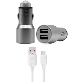 Resim Genel Markalar C32 Metal Araç Içi Şarj Adaptörü Ve Micro Usb Kablo Set 3.1a Füme 