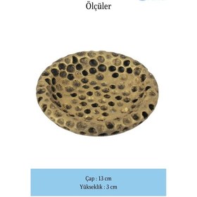 Resim Dekoratif Kase Takı Kutusu Yüzük Kolye Kutusu Mum Tabağı Takı Organizer Baloncuklu - Altın Eskitme 