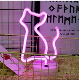 Resim HALL BREATHE Pembe Kedi Neon LED Masa Lambası, Dekoratif ve Aydınlatıcı Gece Lambası 