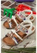 Resim Khayt Cindy Anatomik Fashion Taşlı Çocuk Sandalet Beyaz 