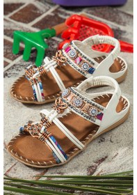 Resim Khayt Cindy Anatomik Fashion Taşlı Çocuk Sandalet Beyaz 