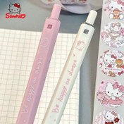 Resim Officially Licensed Sanrio Hello Kitty Cartoon Character Cute Creative Square Head Pen, Essential for Students During Exams, for Cinnamoroll Pressure-Sensitive Pen Refill, Gel Pen, Smooth Writing, Quick-Drying 0.5Mm Black Pen. 
