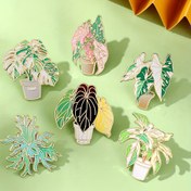 Resim 6 Parça 2 Altın Kaplama Emaye Bitki Broş Yaka İğnesi Seti - Monstera, Yılan Bitkisi, Pothos, Sukulent ve Eğrelti Yaprağı Kolye Uçları, Bitki Severler İçin Botanik Koleksiyon Aksesuarları, Ev Taşıma, Noel, Botanik Temalı Kıyafetler İçin Hediye 