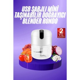 Resim Aesco Rondo Doğrayıcı 250 ml Taşınabilir USB Şarjlı Pratik El Rondo Blender 