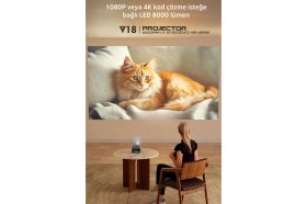 Resim Ensiga Taşınabilir 4K Projeksiyon Cihazı 1080P Full Hd Akıllı Projektör, Ev ve Ofis Için, Kablosuz Bağlantı 