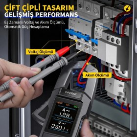 Resim Fnirsi DMC-100 Akım Gerilim Pens Metre | 10000 Sayımlı Dijital True RMS Multimetre 