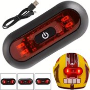 Resim 3 Parça Set Motosiklet Kask Işığı 4 Lamba LED Güvenlik Arka Lambası 