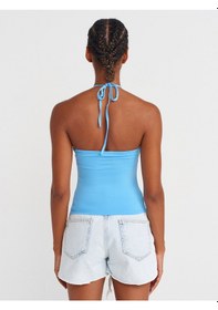 Resim Dilvin 31959 Boyundan Bağlamalı Straplez Top-mavi Mavi 