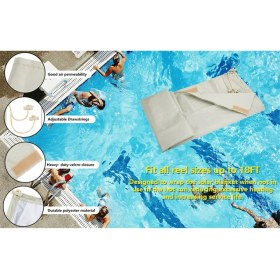 Resim Quirky Quar Yüzme Havuzu Güneş Makarası Kapağı Su Geçirmez Havuz Güneş Battaniye Makarası Havuzlar Için Kavuzlu Makara 18 &#39;geniş Kremalı Beyaz (Yurt Dışından) 